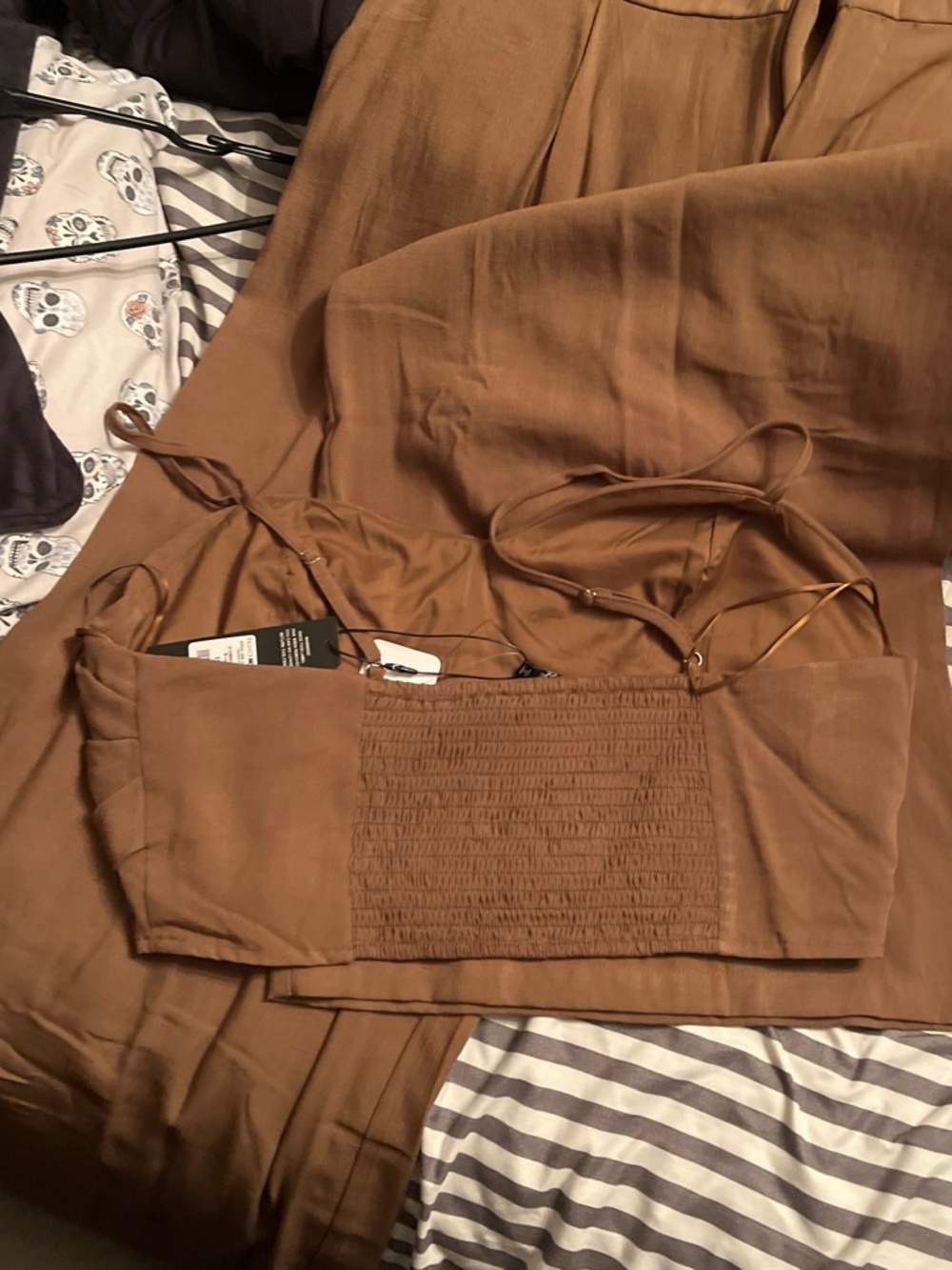 Fashion Nova Caramel Brown Smocked Cami with Adjustable Straps